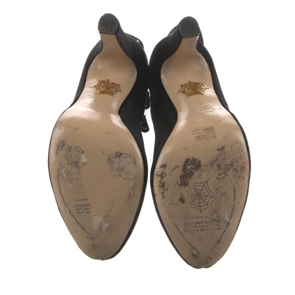 CHARLOTTE OLYMPIA Velvet Crystal Embellishments Boots Women's Size: 5 | IT 35 - Picture 5 of 7